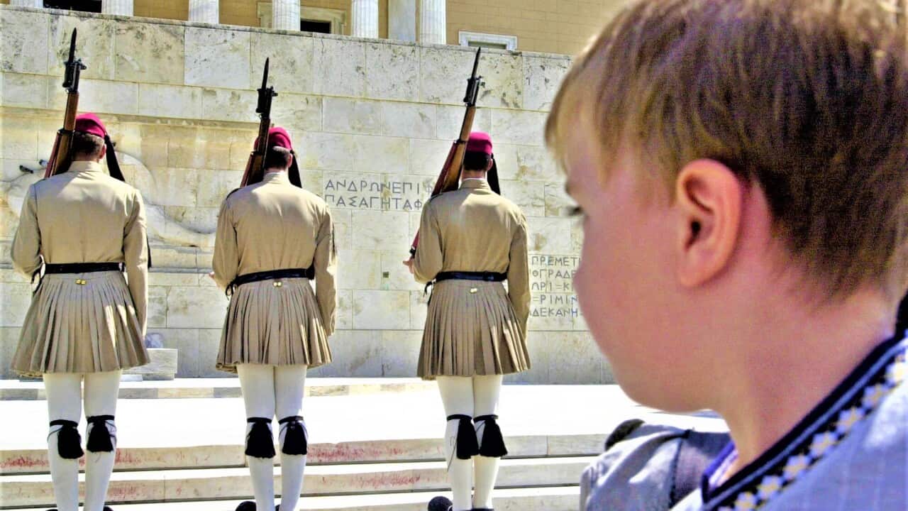 Άγημα των Ευζώνων της Προεδρικής Φρουράς στην Δυτική Αυστραλία.