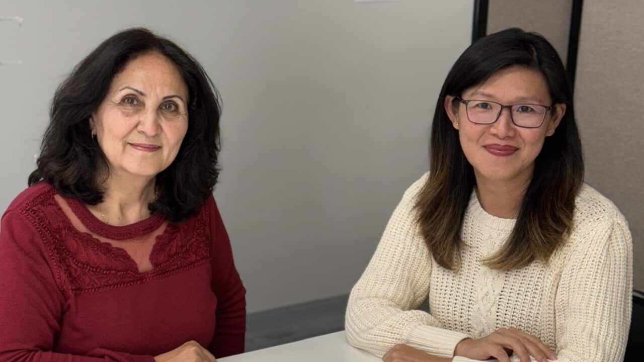 Sisterworks CEO Ifrin Fittock and program participant Fatemeh Zahra Hazrati.