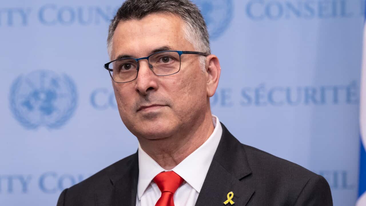 גדעון סער, שר החוץ של מדינת ישראל, במטה האו"ם בניו יורק