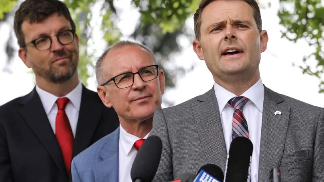 SA Premier Jay Weatherill and Transport Minister Stephen Mullighan