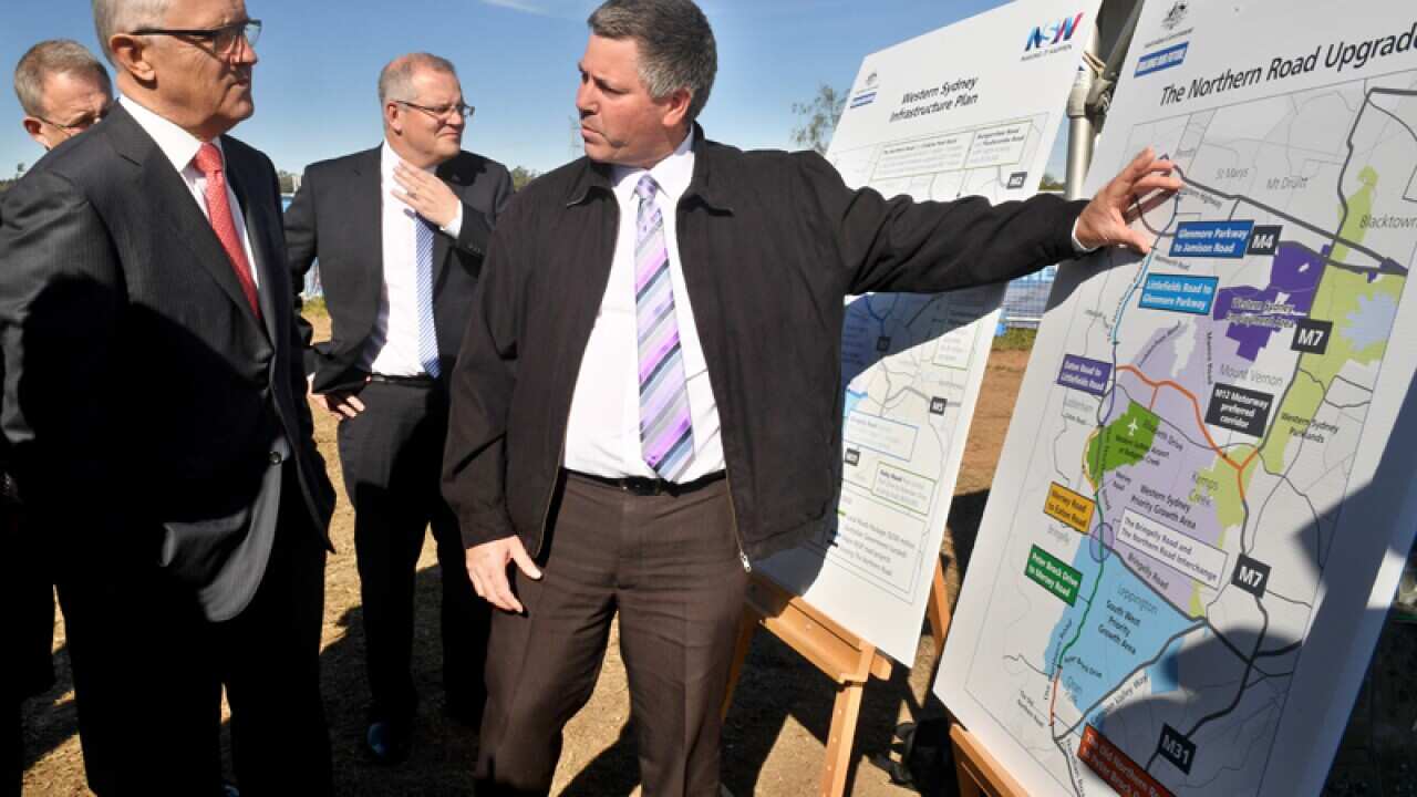 Malcolm Turnbull at a sod turning event for the Northern Road upgrade