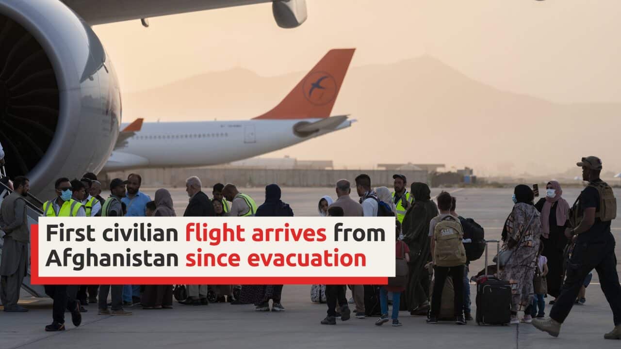 First civilian flight arrives from Afghanistan