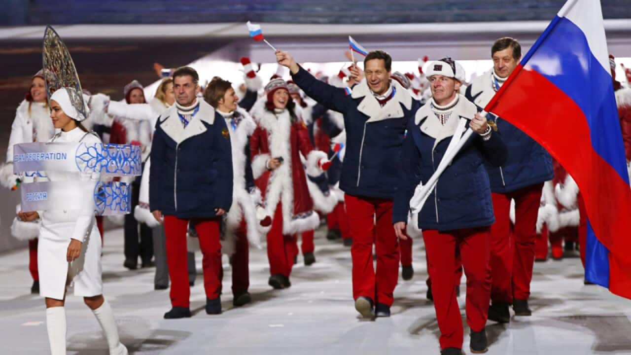 members of the Russian Olympic team at the Sochi Games