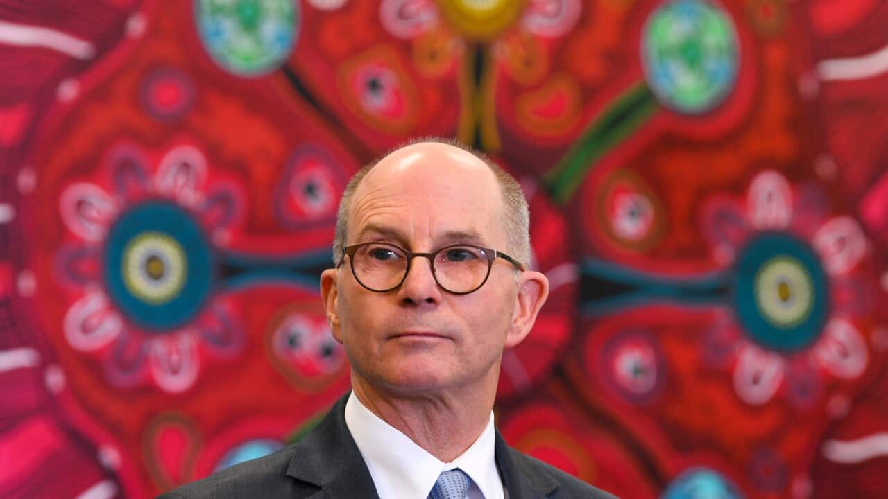 Deputy Chief Medical Officer Professor Paul Kelly speaks to the media during a press conference at the Australian Department of Health in Canberra, Monday, April 6, 2020. (AAP Image/Lukas Coch) NO ARCHIVING