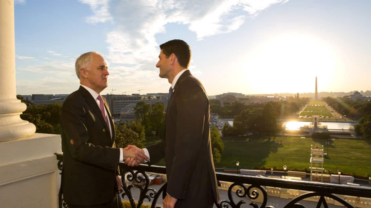 House Speaker Paul Ryan, right, and Malcolm Turnbull