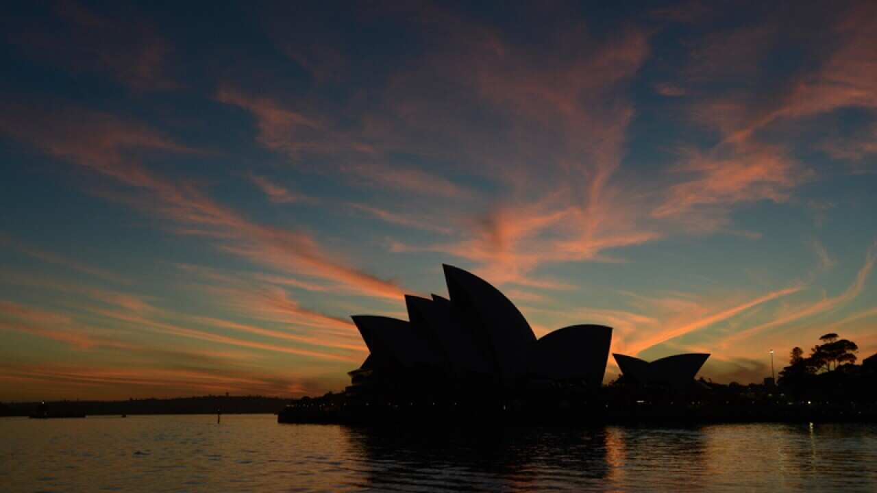 A silhouette of the Opera House.