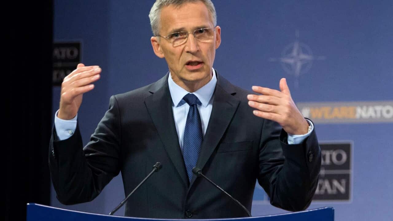 NATO Secretary General Jens Stoltenberg speaks during a media conference at NATO headquarters in Brussels on Wednesday, June 28, 2017.