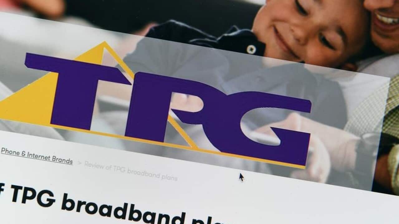 TPG Telecom branding is seen on a computer screen.