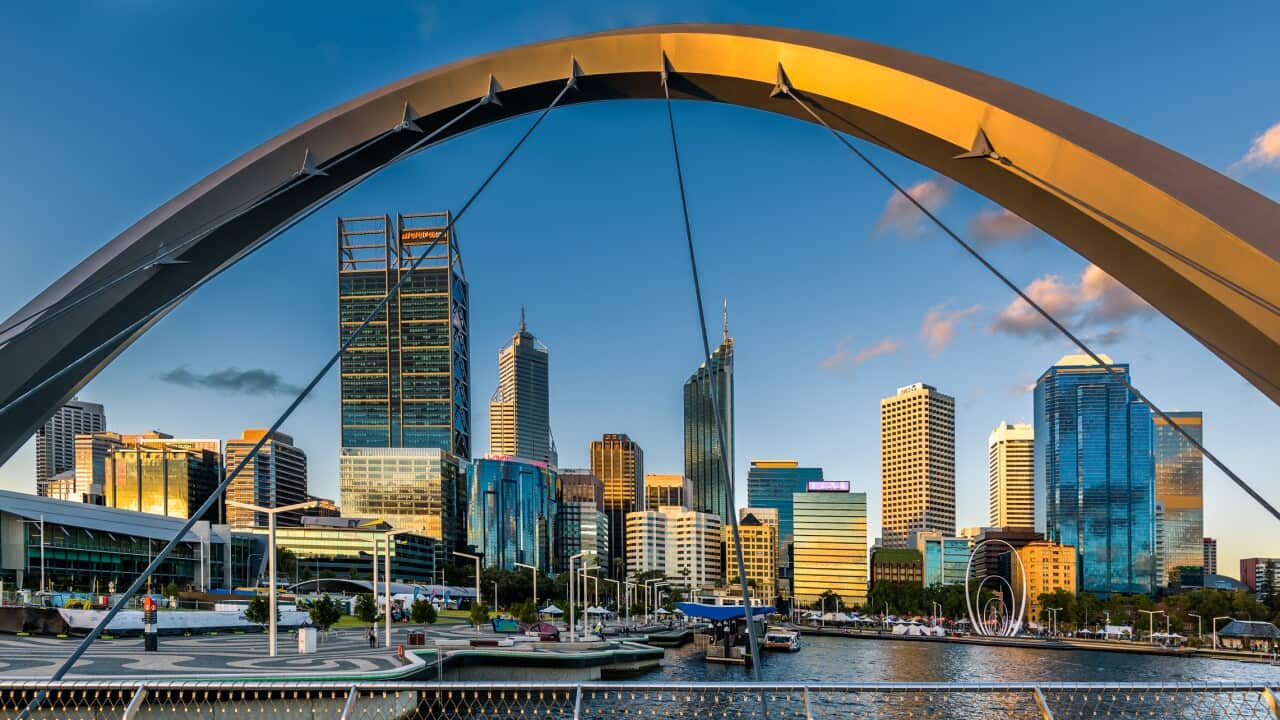 Perth Skyline from Cable-stayed pedestrian bridge