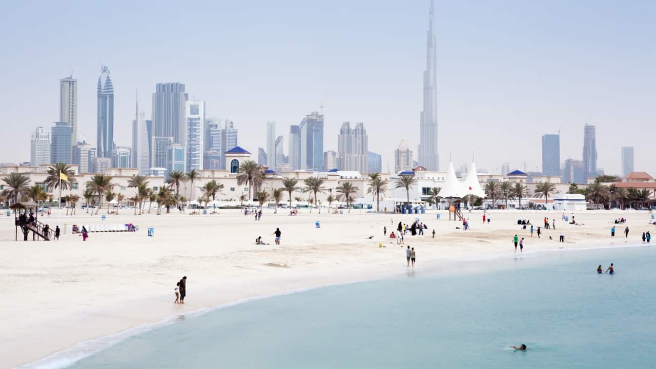 Dubai Skyline and Jumeirah Open Beach