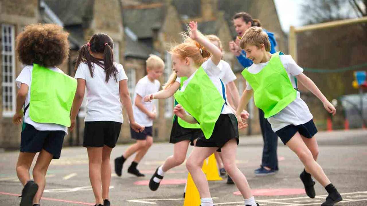 Children sport lesson at school