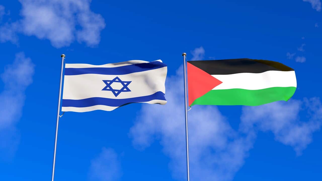 Palestine and Israel flag ,3D render