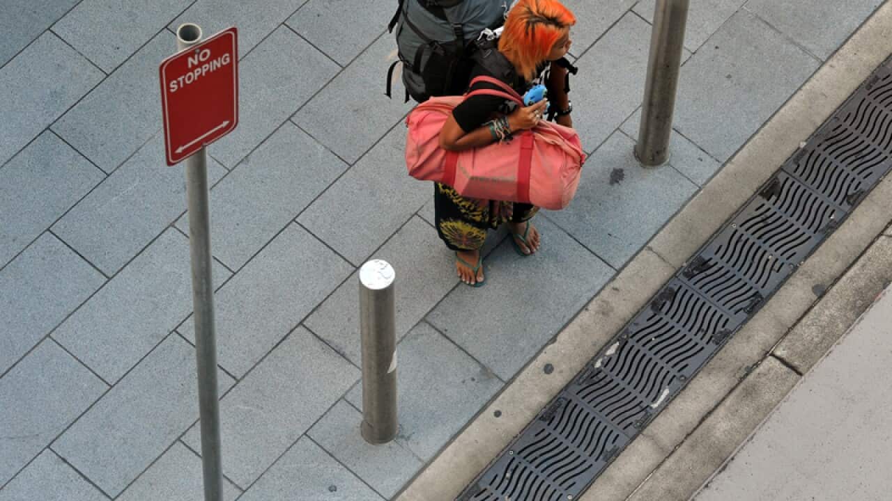 Tourists at the international airport in Sydney