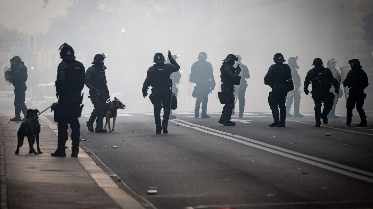Riot police in Ljubljana