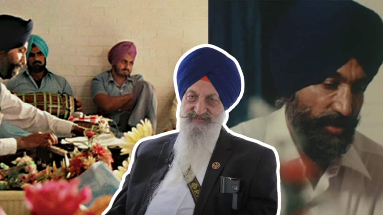 A collage showcasing images of early sikh punjabi settlers in Australia, as well as Teja Singh Grewal