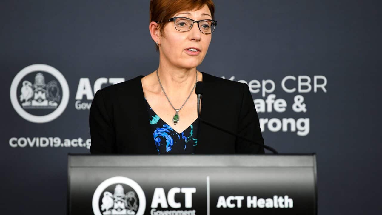 ACT Health Minister Rachel Stephen-Smith speaks to the media during a COVID-19 update