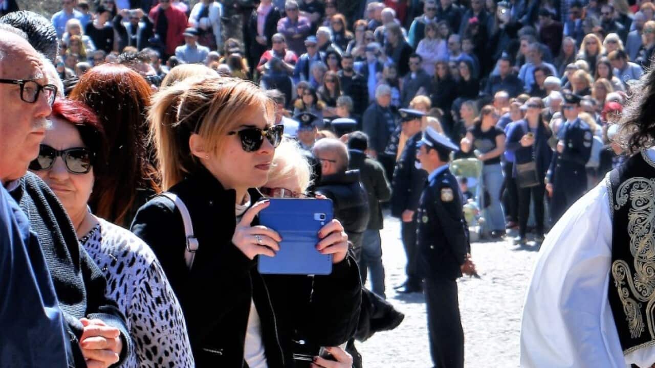 A man in a traditional Greek costume seen during a commemoration event of the Greek revolution of 1821.