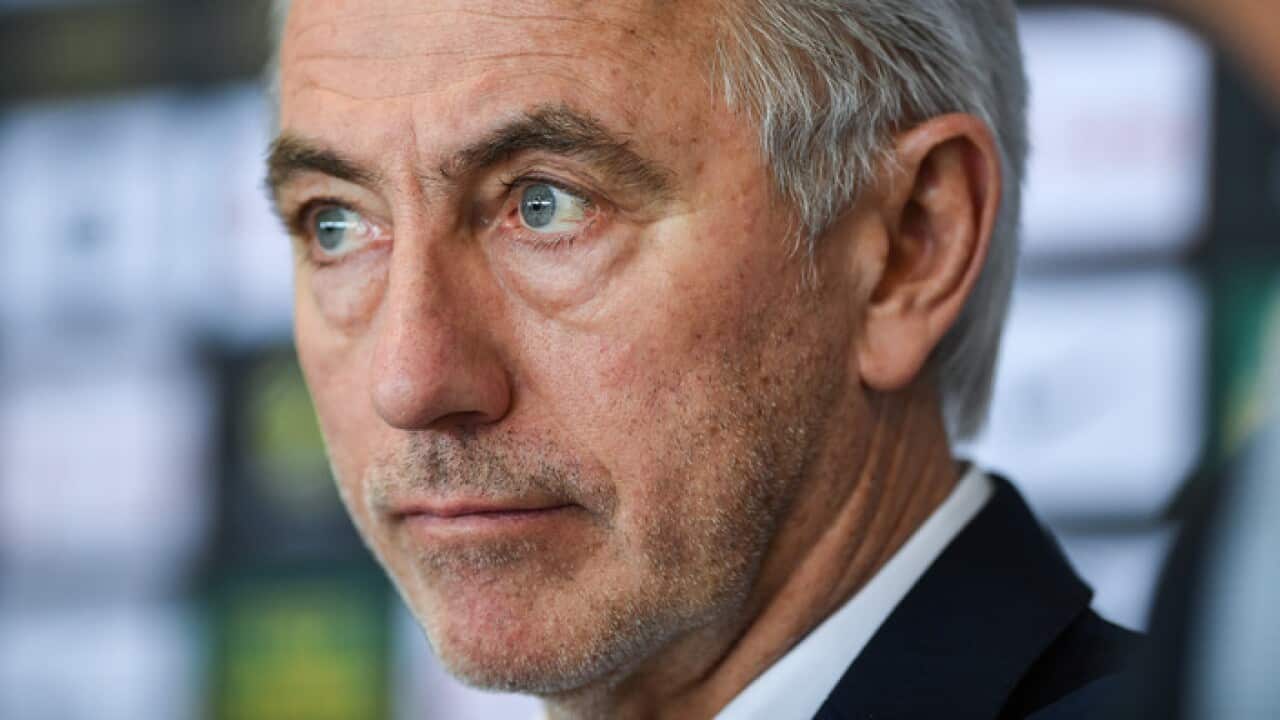 New Socceroos Head Coach Bert Van Marwijk during a press conference at the FFA Headquarters in Sydney, Thursday, February 1, 2018. (AAP Image/Brendan Esposito) NO ARCHIVING