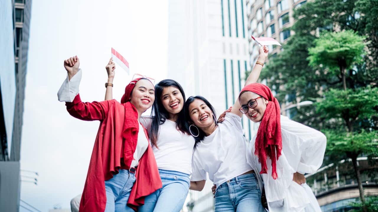 Group of Friend Celebrating Indonesian Independence Day