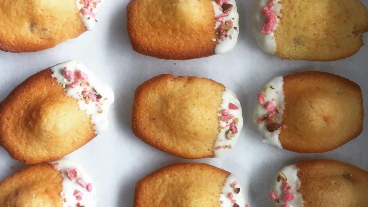 Les madeleines aux pralines roses de Gavé