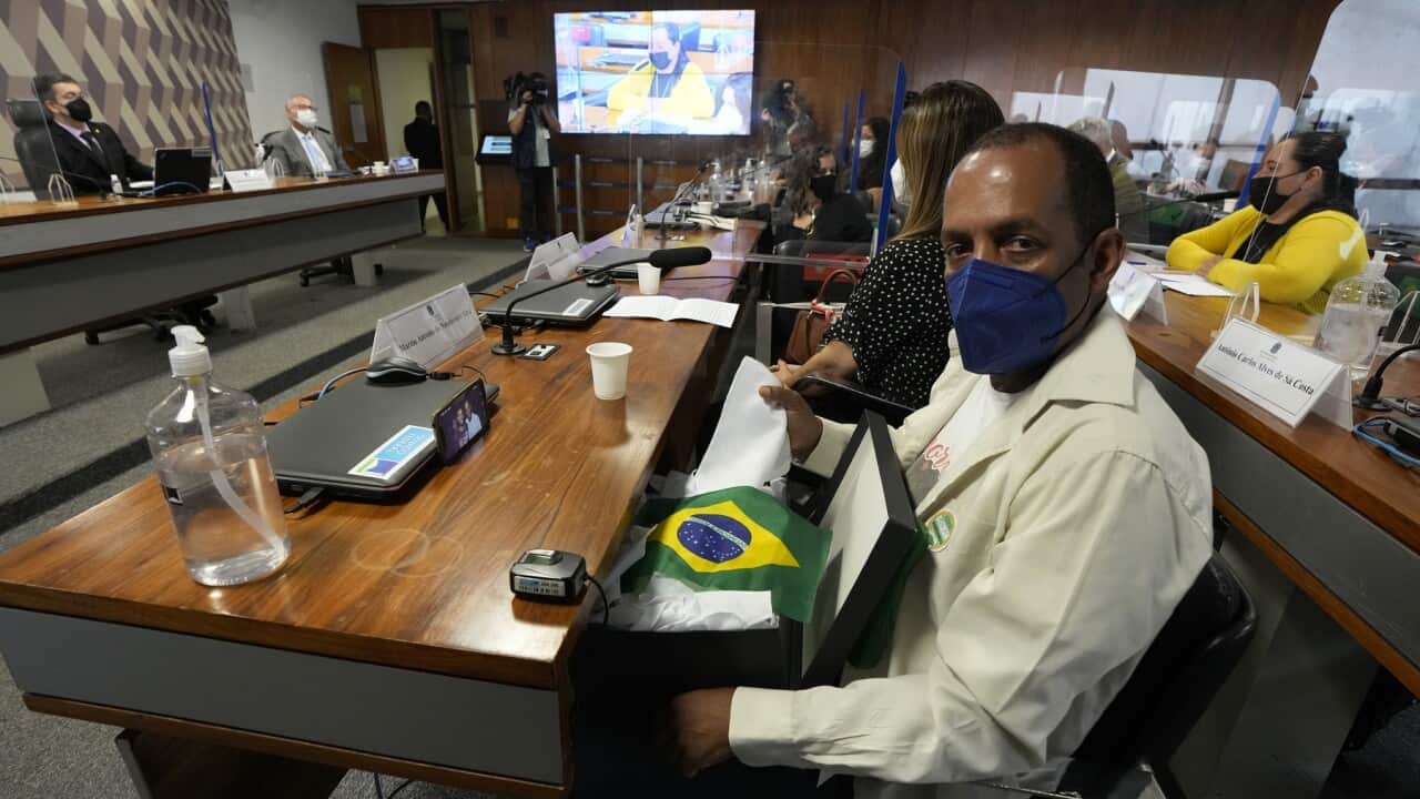 Marcio Antonio Silva gives testimony to a Senate committee investigating the handling of the pandemic by the Bolsonaro administration, Brazil