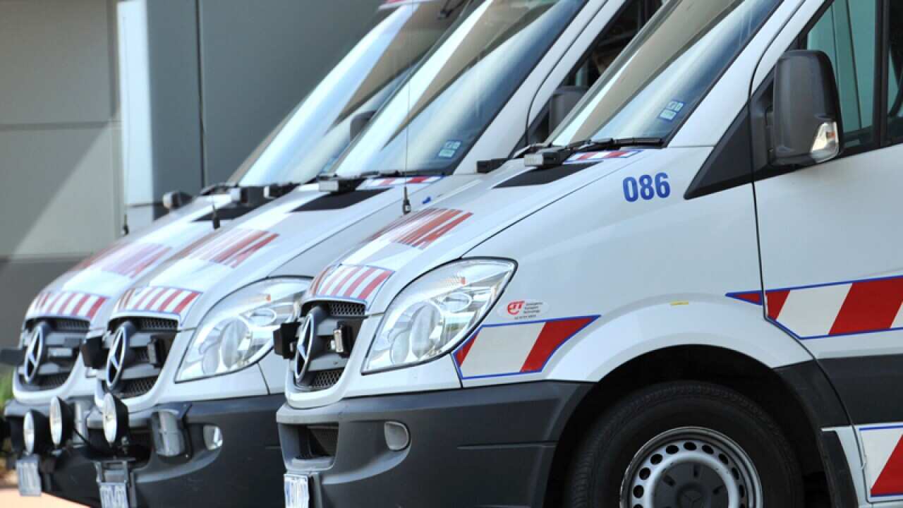 Ambulances at the emergency department of a hospital