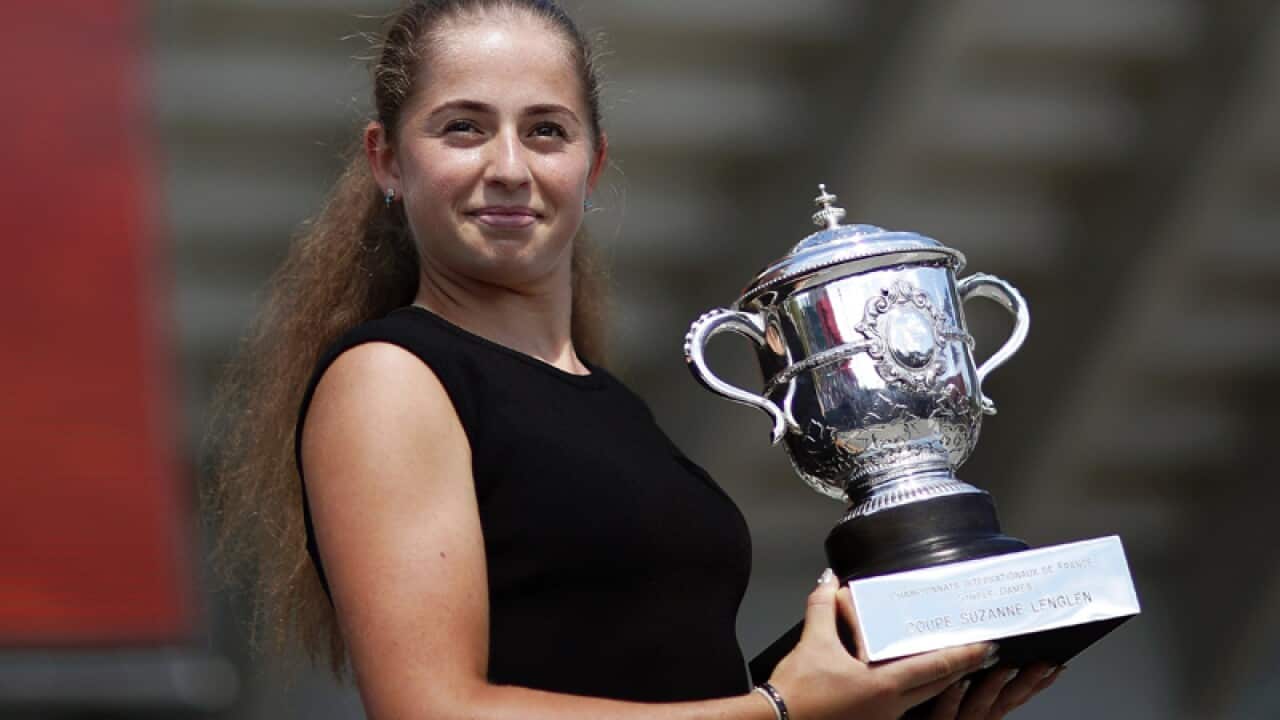 Latvian tennis player Jelena Ostapenko with her French Open title