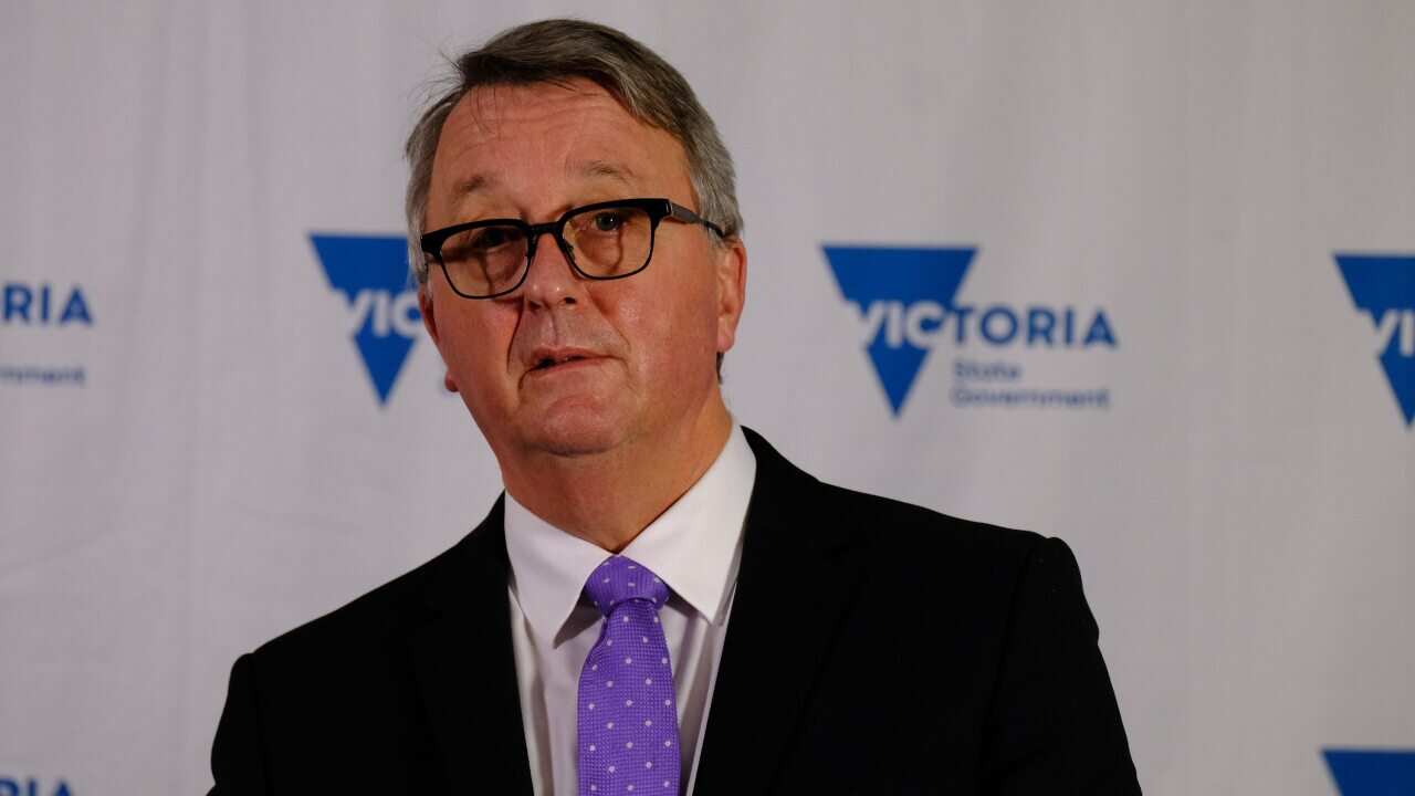 Victorian Health Minister Martin Foley speaks to the media during a press conference