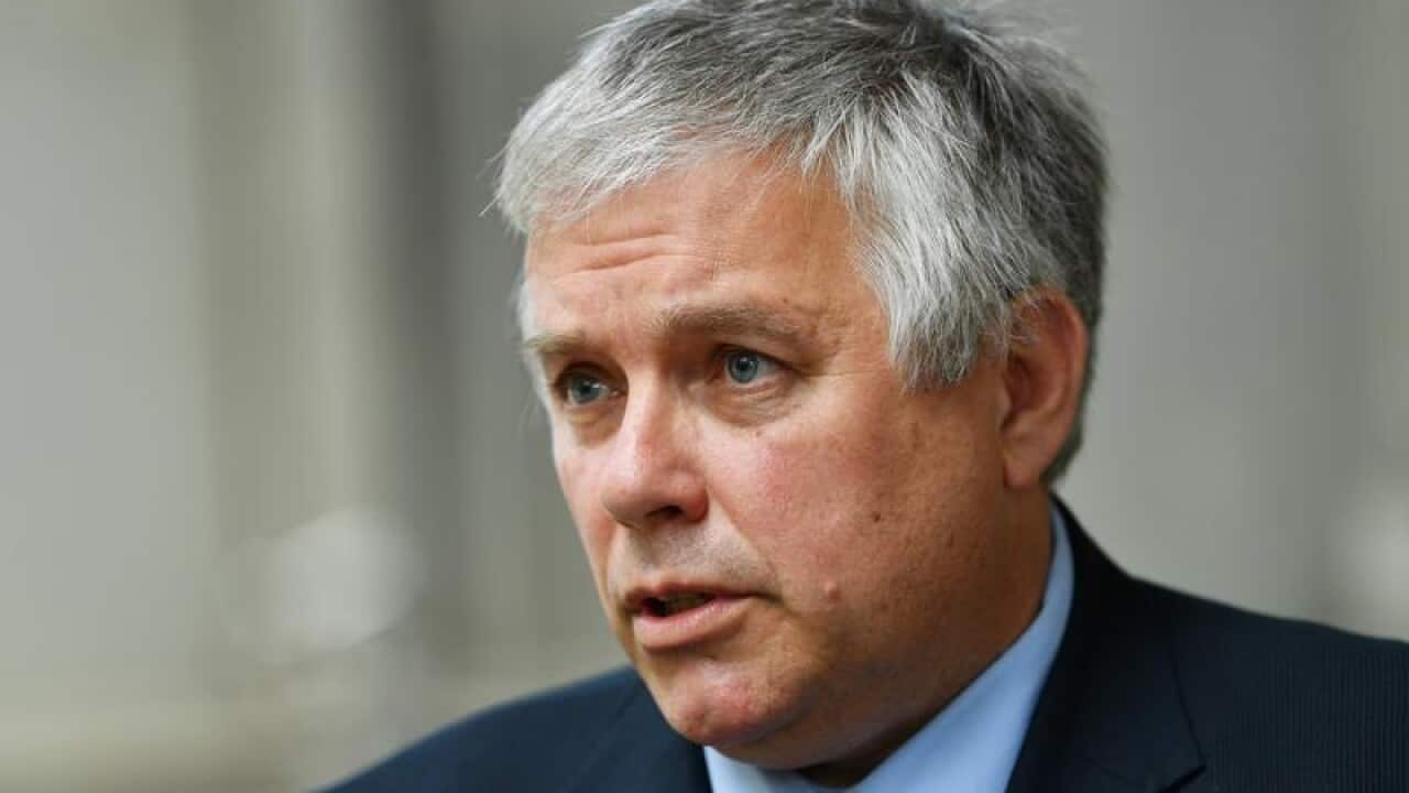 New South Australian Senator Rex Patrick speaks to the media.