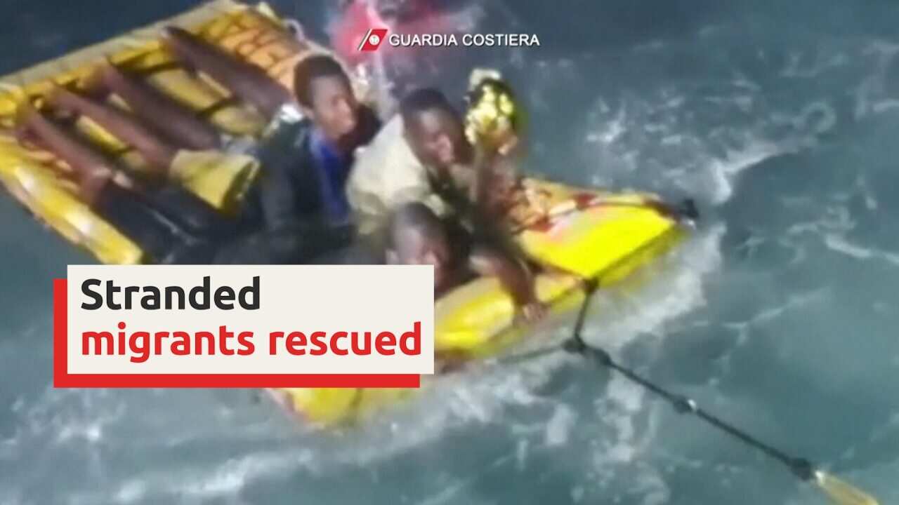 Italian coast guard rescues over 100 migrants from shore after boat sinks