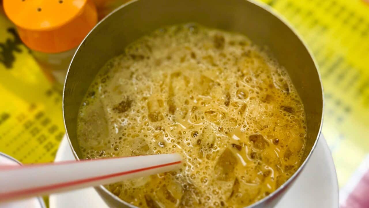 overhead view of coffee tea drink (Yuenyeung).