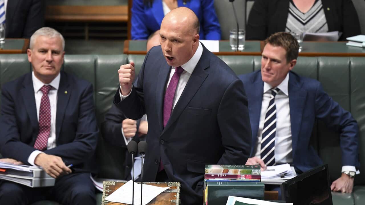 Home Affairs Minister Peter Dutton in Parliament.