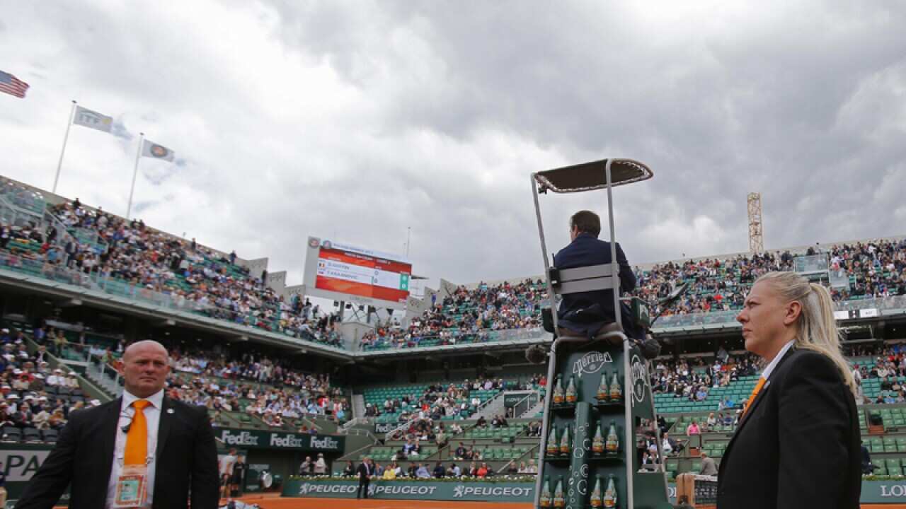 Two security guards at the Roland Garros stadium