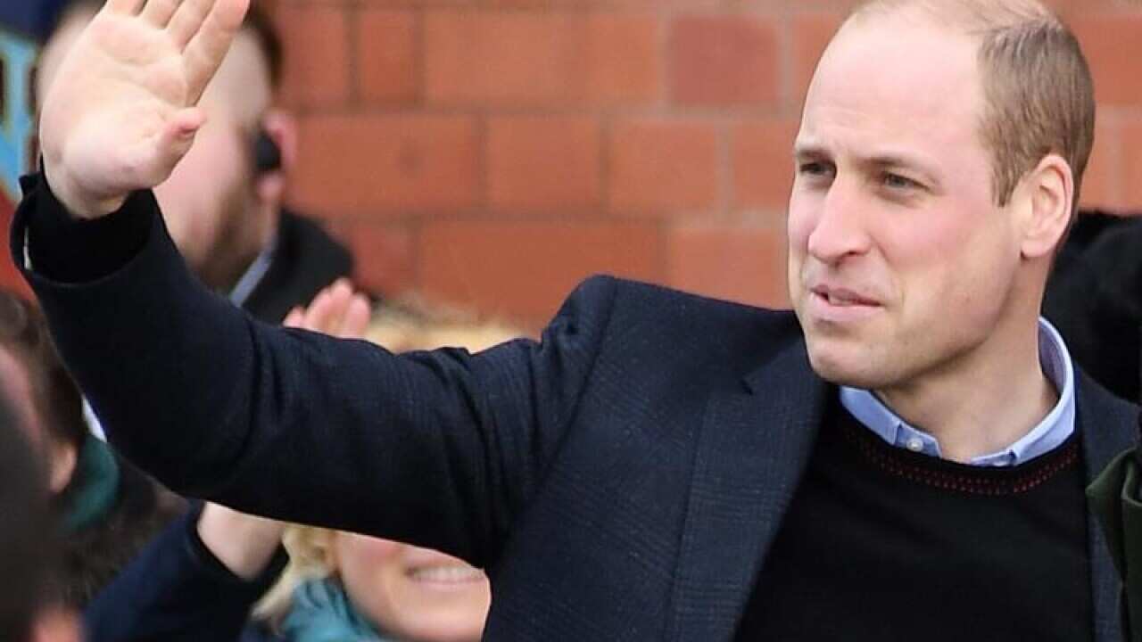 Prince William waves at an event in Blackpool.