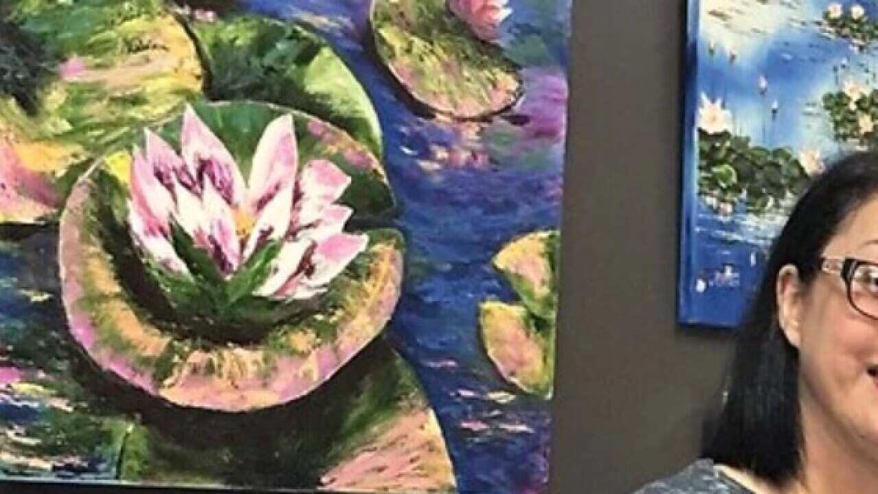 Atefeh Hekmat with one of her students prior to lockdown