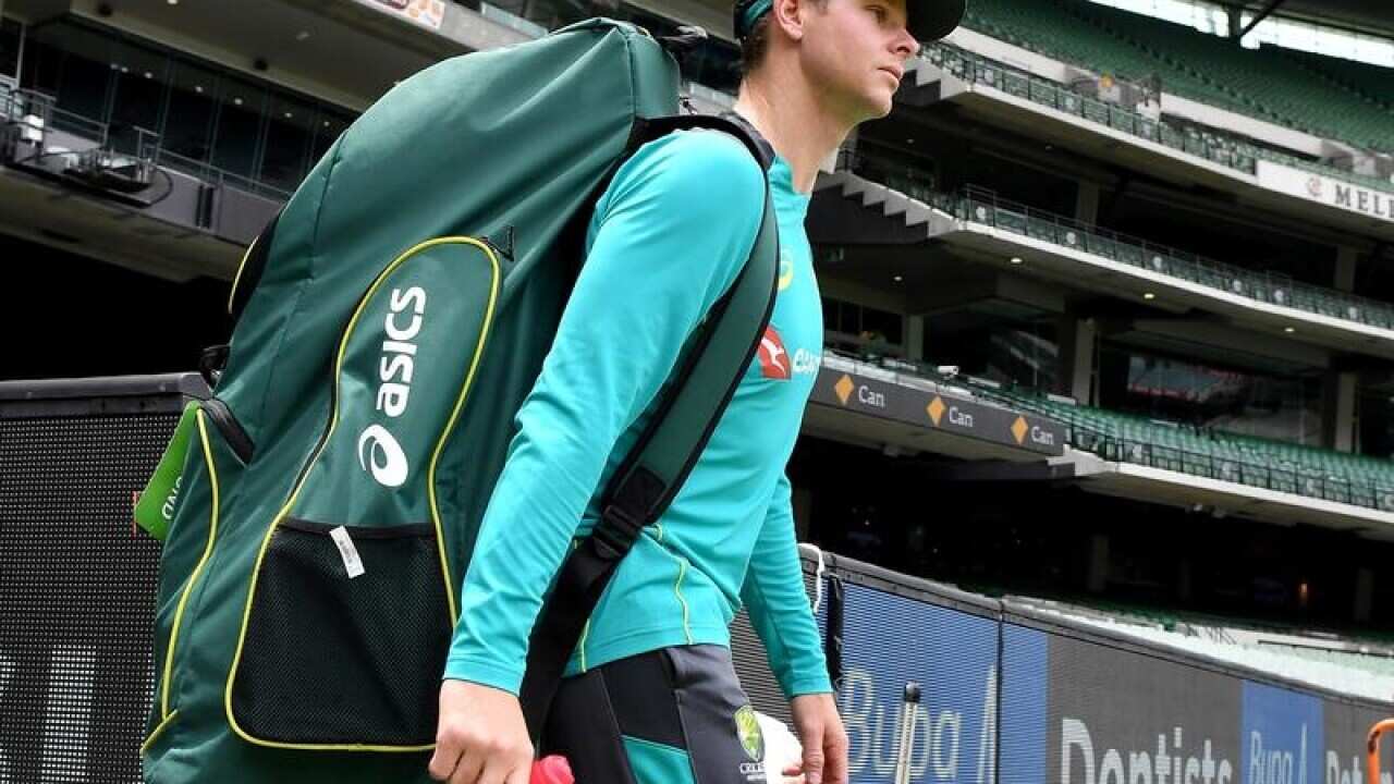 Steve Smith prepares for a training session