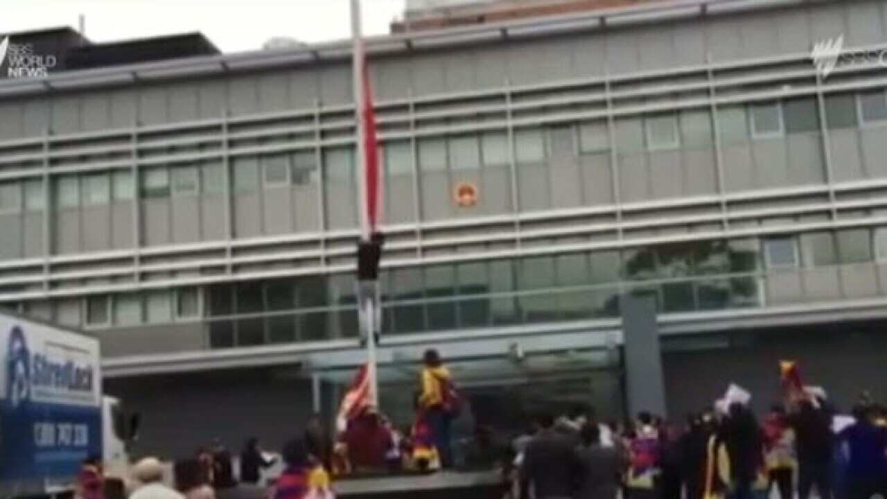 Tibetan protesters who stormed the Chinese consulate in Sydney (ABC)