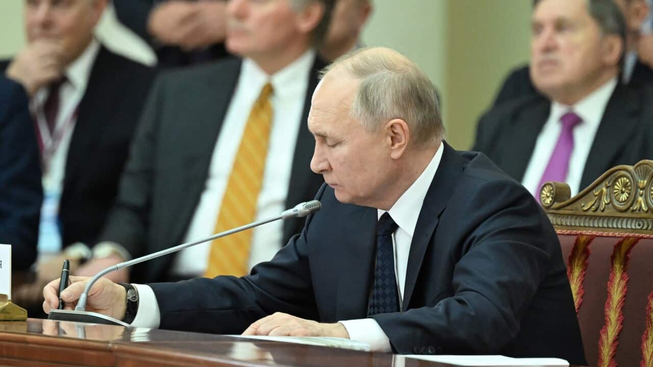 Russian President Vladimir Putin has congratulated troops after claims the town of Marinka has been captured (AAP)