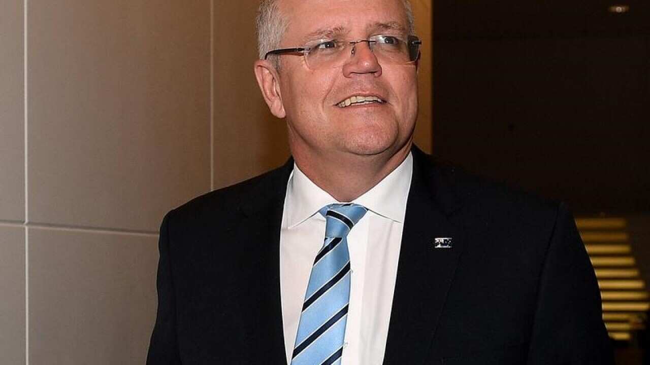 Treasurer Scott Morrison arrives for a luncheon in Sydney.
