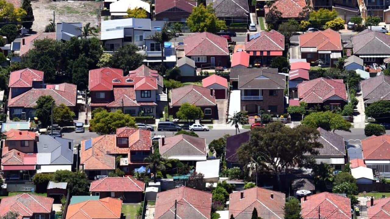 An aerial view of houses in Sydney