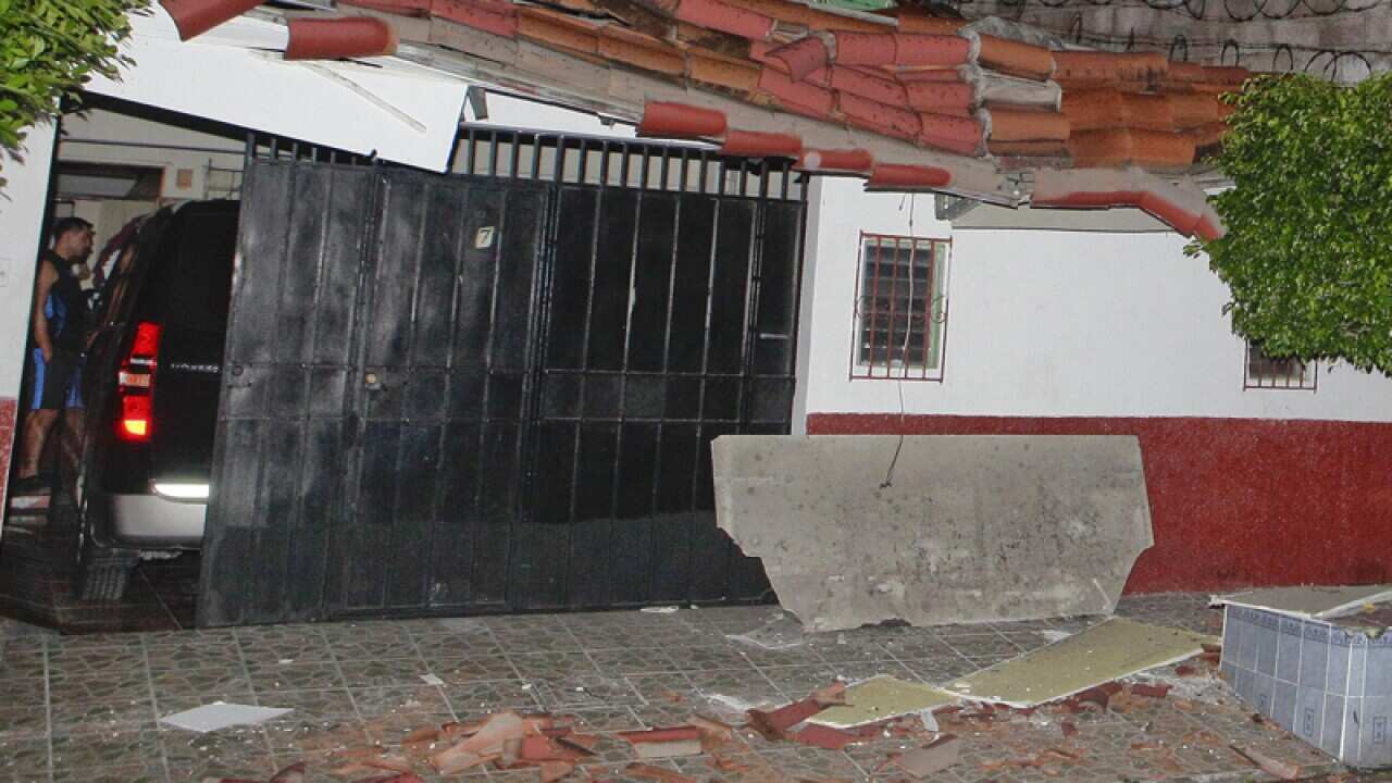 Damage to a house following a 7.3-magnitude earthquake