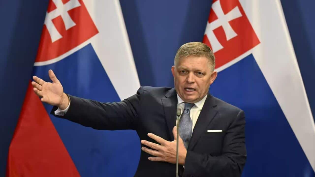 Slovakia's Prime Minister Robert Fico speaks during a press conference in January. Source: AAP / Denes Erdos