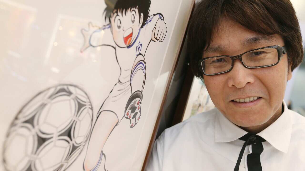 Takahashi Yoichi, author of Captain Tsubasa, poses at Hysan Place, Causeway Bay. 27JUN14