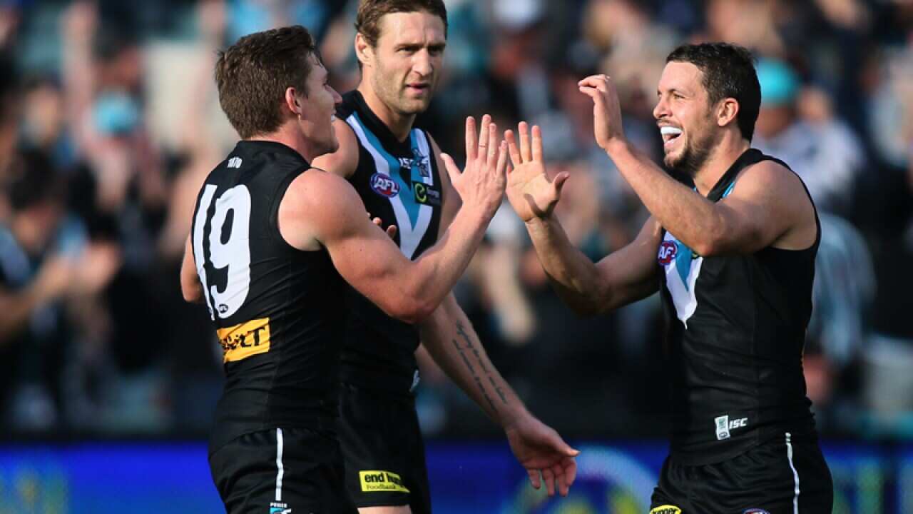 Port Adelaide players celebrate