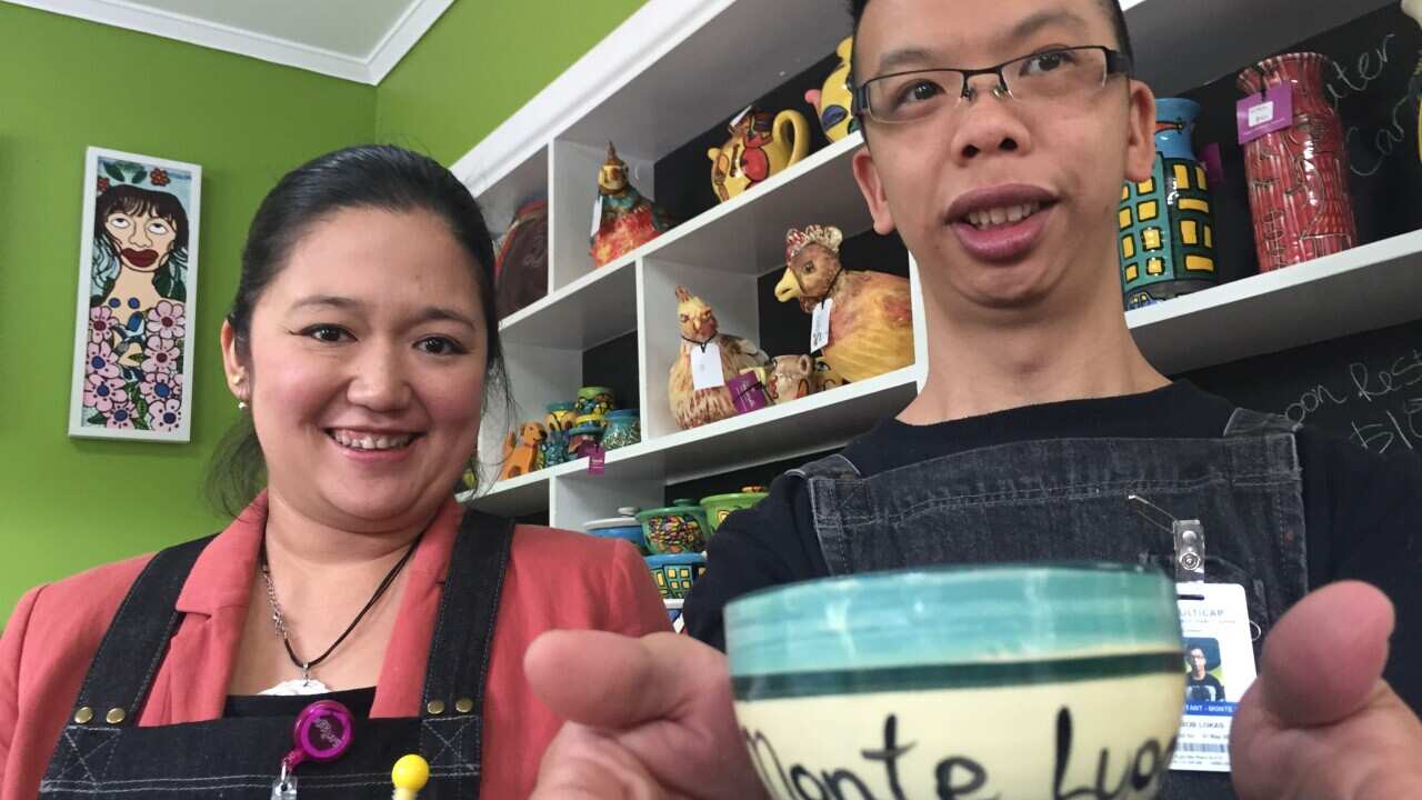 Serving up at the Monte Lupo cafe in Brisbane