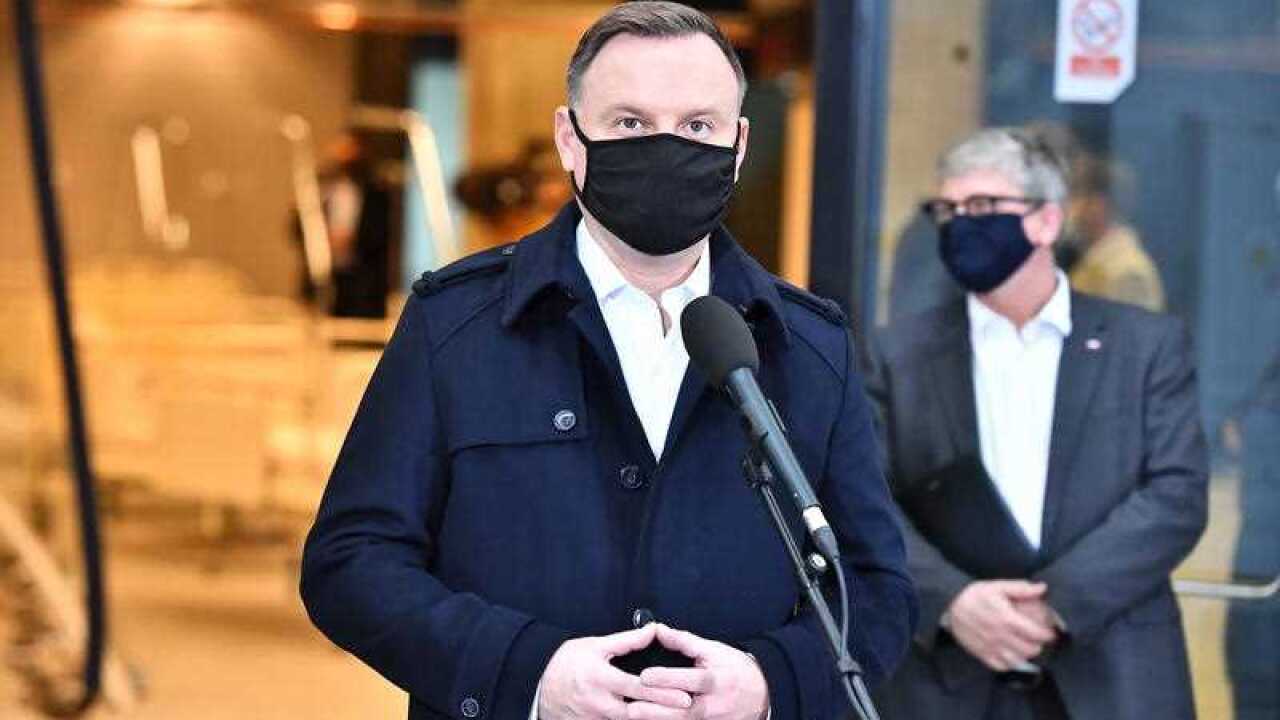 Polish president Andrzej Duda during his visit to the PGE Narodowy stadium in Warsaw on 23 October. 