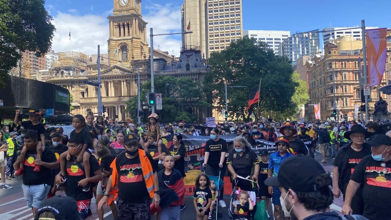 The Invasion Day rally in Sydney's CBD