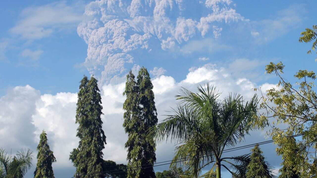 Mount Sangeang Api spews volcanic materials