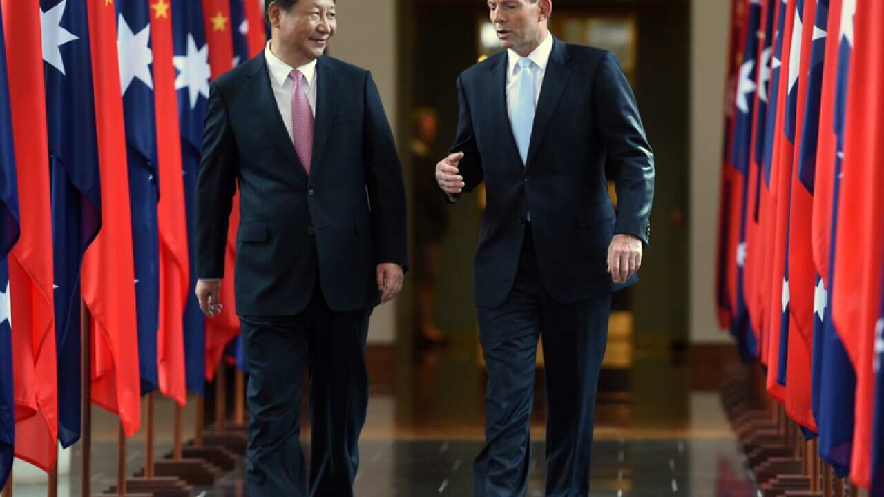 Chinese president Xi Jinping and Prime Minister Tony Abbott.