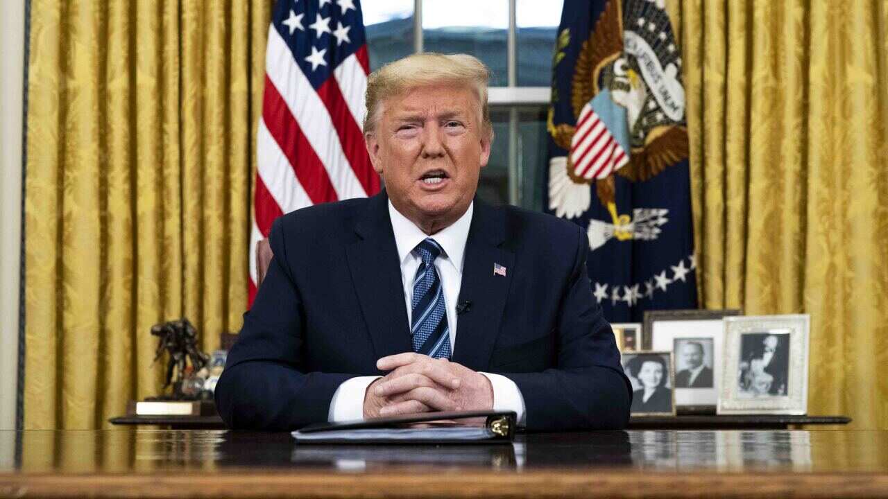 US President Donald Trump announces the travel ban.